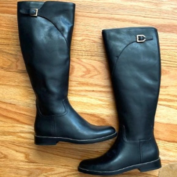 COLE HAAN HARRINGTON GRAND CUSHIONED ZIP BLACK LEATHER KNEE HIGH  BOOTS NEW - Picture 3 of 11